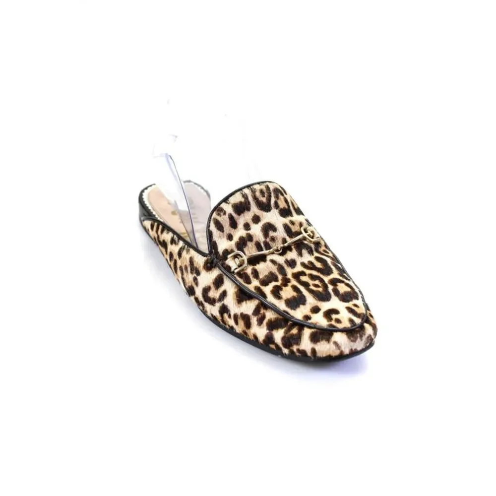 Sam Edelman Womens Pony Hair Fur Animal Print Buckled Loafers Brown Size 8
